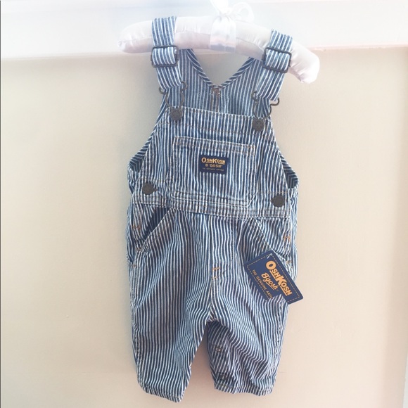 blue white striped overalls